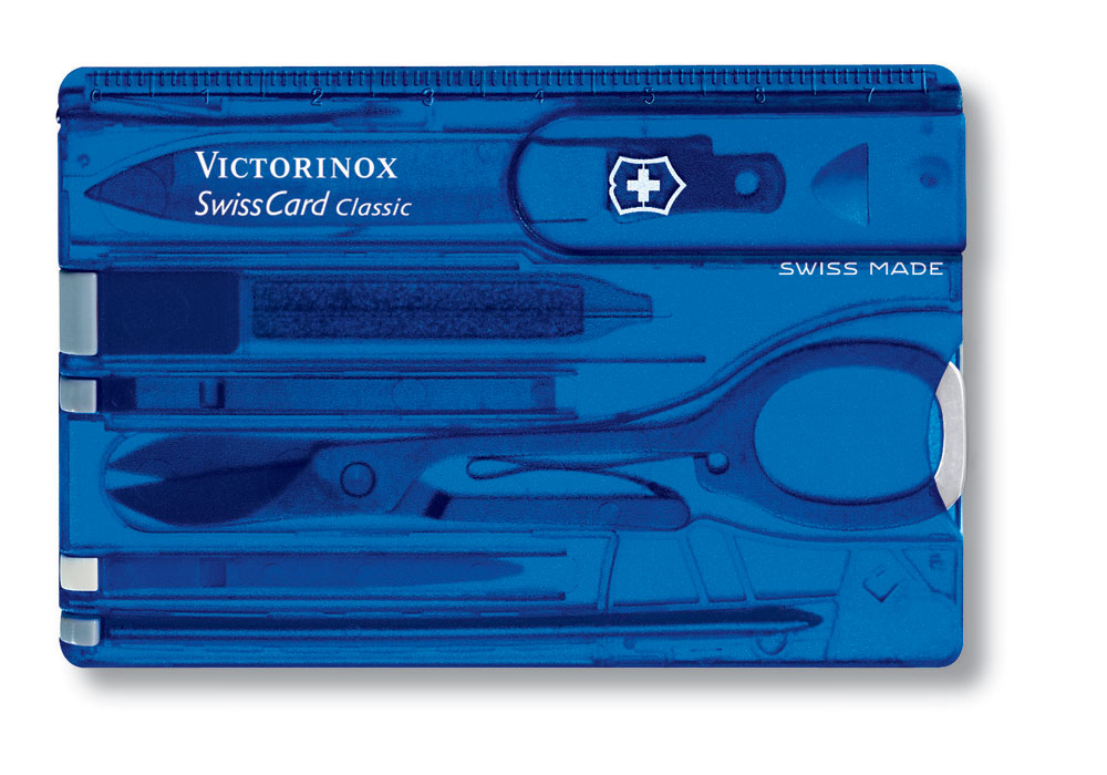 Швейцарская карточка VICTORINOX SwissCard Classic, 10 функций, полупрозрачная синяя