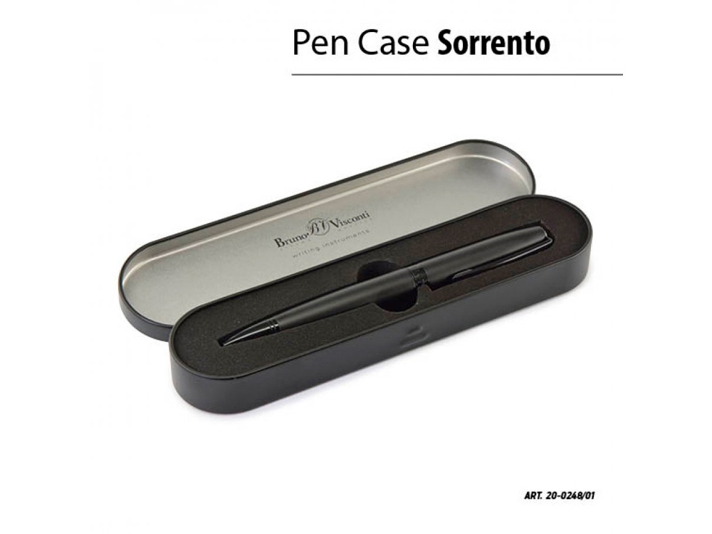 Ручка роллер BrunoVisconti®0.7 мм, синяя, в чёрном футляреSORRENTO (черный металлический корпус)