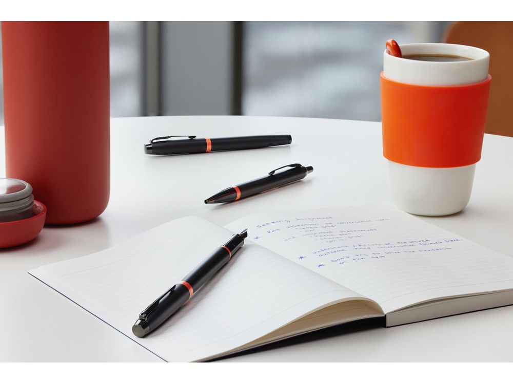 Ручка-роллер Parker IM Vibrant Rings Flame Orange, стержень:Fblk, в подарочной упаковке.