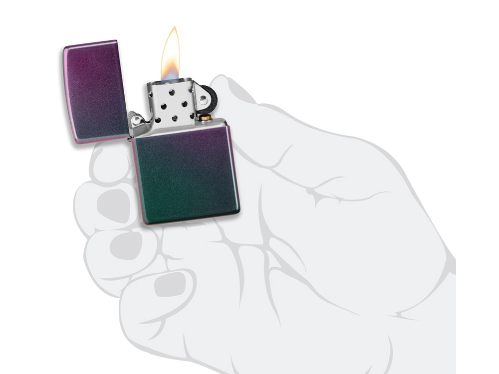 Зажигалка ZIPPO Classic с покрытием Iridescent, латунь/сталь, фиолетовая, матовая, 38x13x57 мм