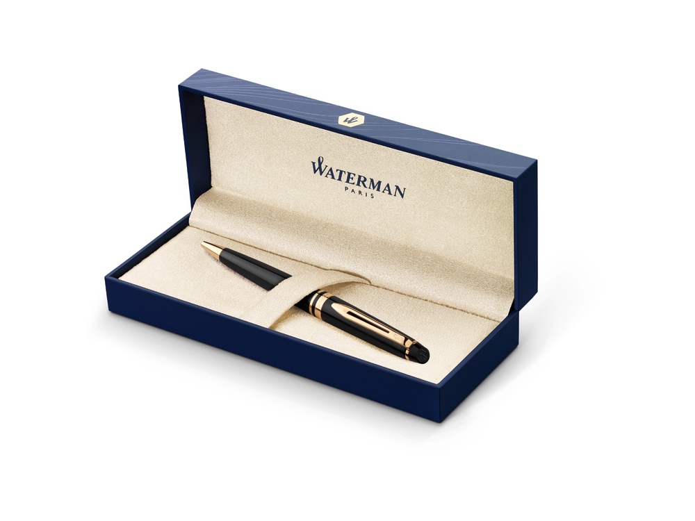 Шариковая ручка Waterman Expert, цвет: Black Laque GT, стержень: Mblue