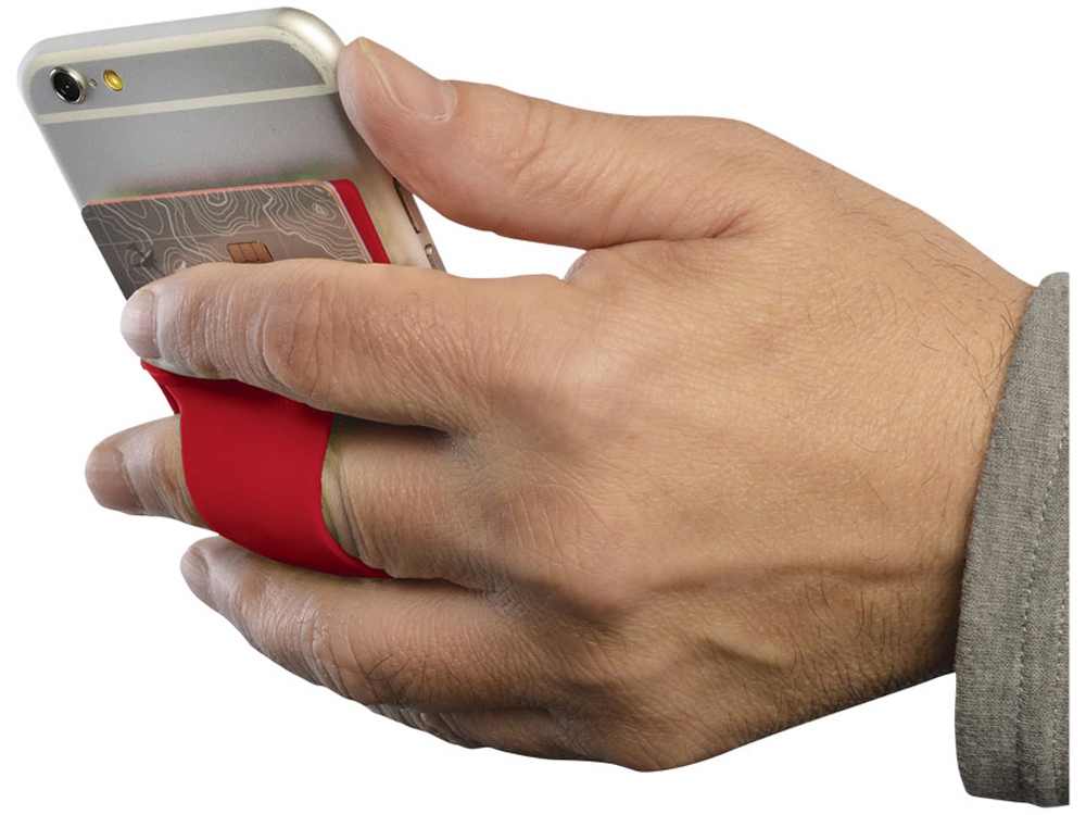 Картхолдер для телефона с отверстием для пальца, красный