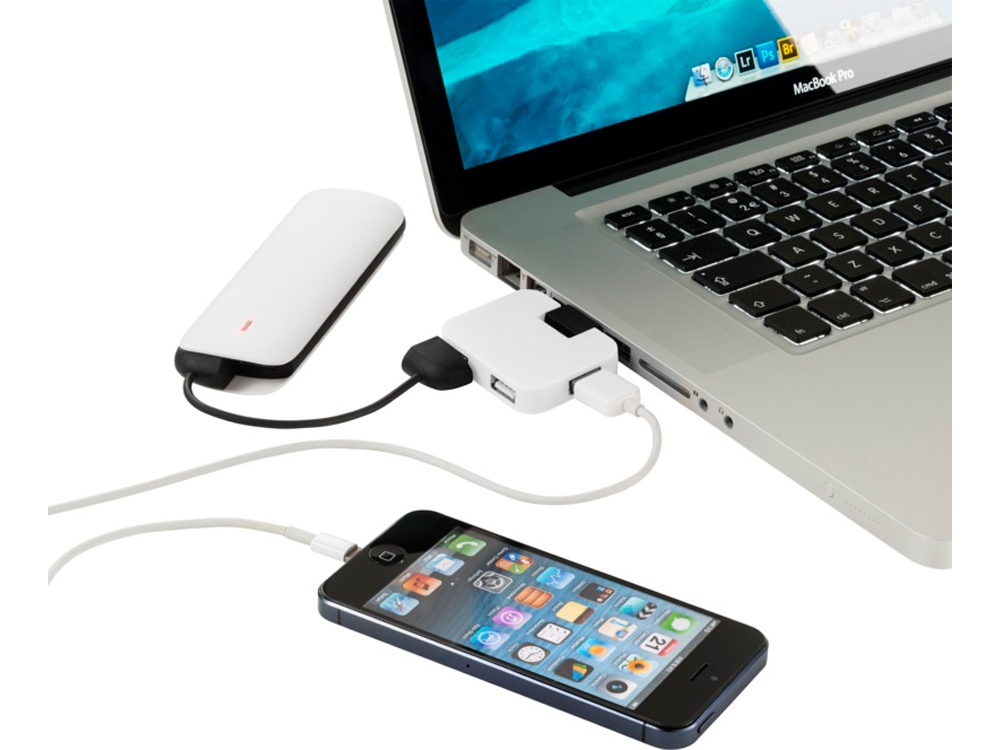 USB Hub Gaia на 4 порта, белый