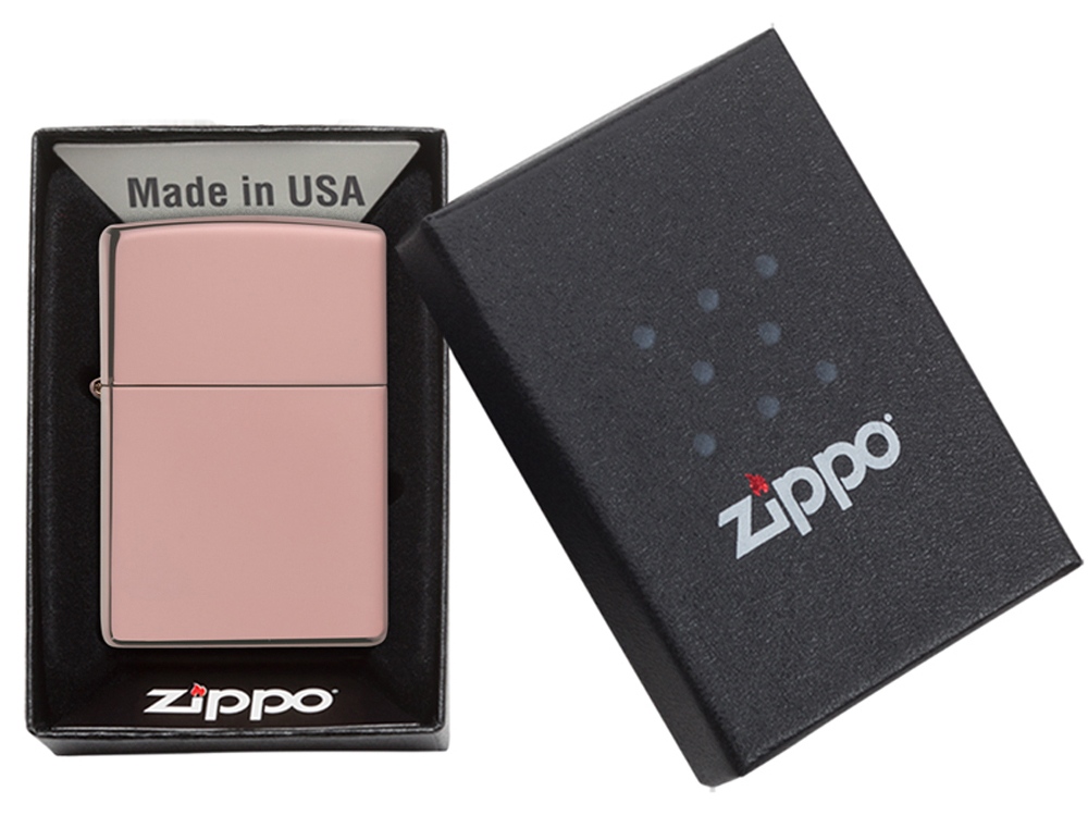 Зажигалка ZIPPO Classic с покрытием High Polish Rose Gold, латунь/сталь, розовое золото, 38x13x57 мм