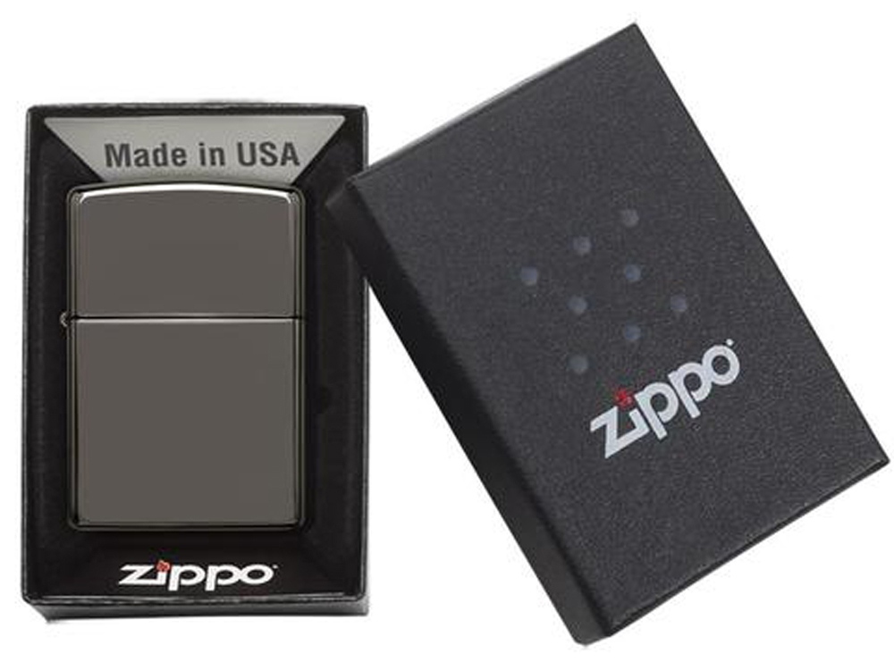 Зажигалка ZIPPO Classic с покрытием Black Ice®, латунь/сталь, чёрная, глянцевая, 38x13x57 мм