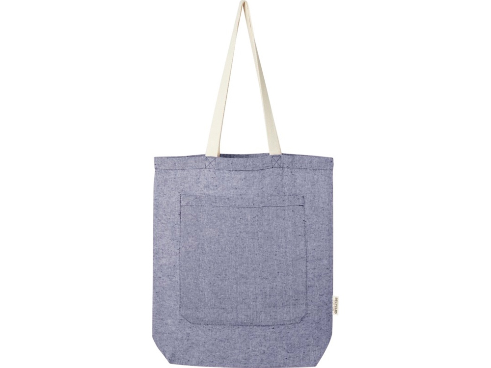Эко-сумка Pheebs объемом 9 л из переработанного хлопка плотностью 150 г/м² с передним карманом, синий