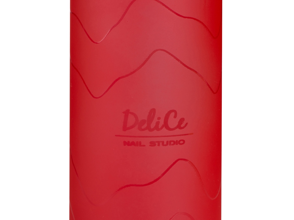 Стеклянная бутылка с бамбуковой крышкой Foggy, 600 мл, красный, с УФ печатью