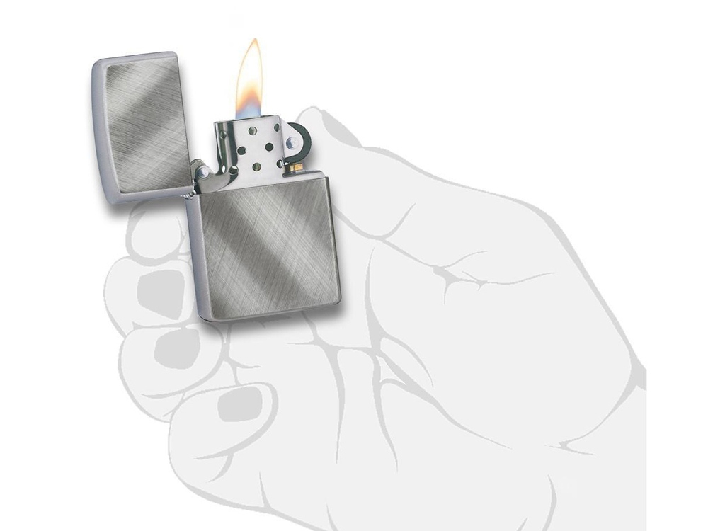 Зажигалка ZIPPO Classic с покрытием Brushed Chrome, латунь/сталь, серебристая, матовая, 38x13x57 мм