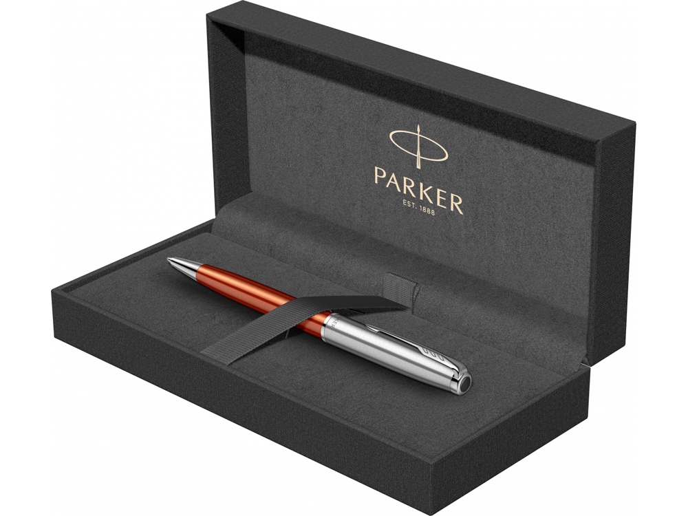 Шариковая ручка Parker Sonnet Essentials Orange SB Steel CT, цвет чернил black, перо: M, в подарочной упаковке.