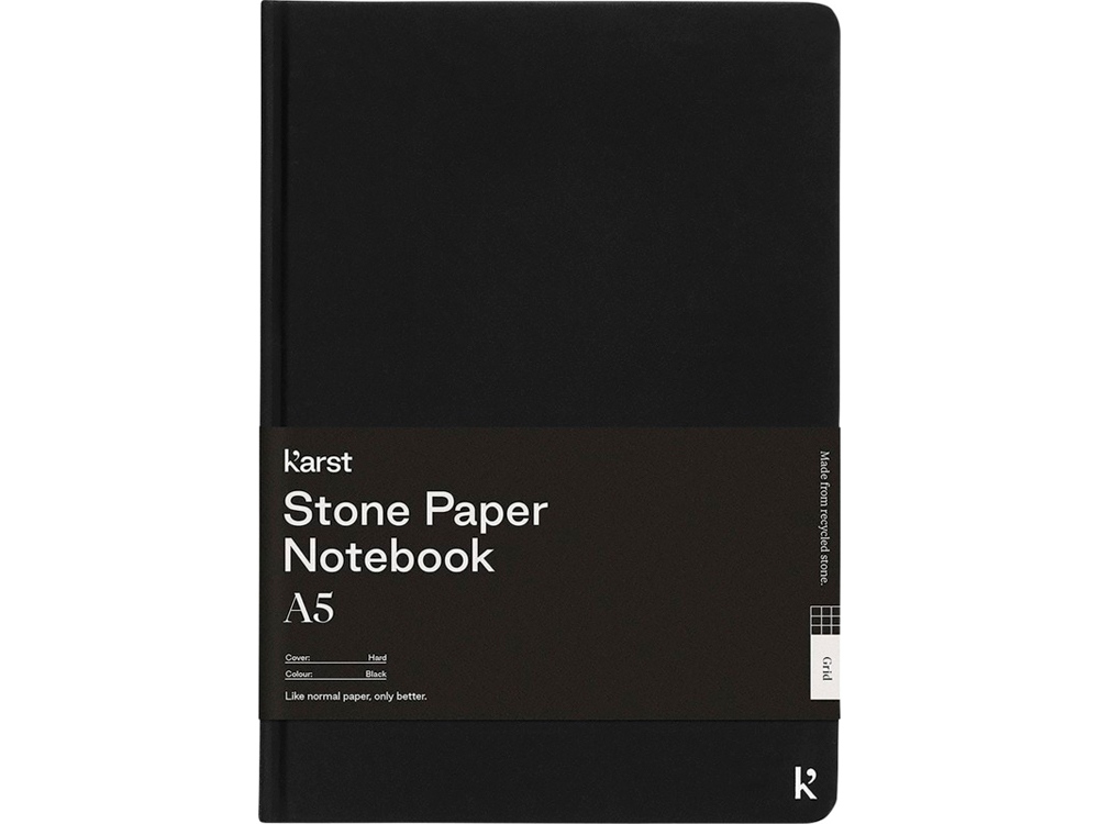 Блокнот из каменной бумаги Karst® формата A5 в твердом переплете, квадратный, черный