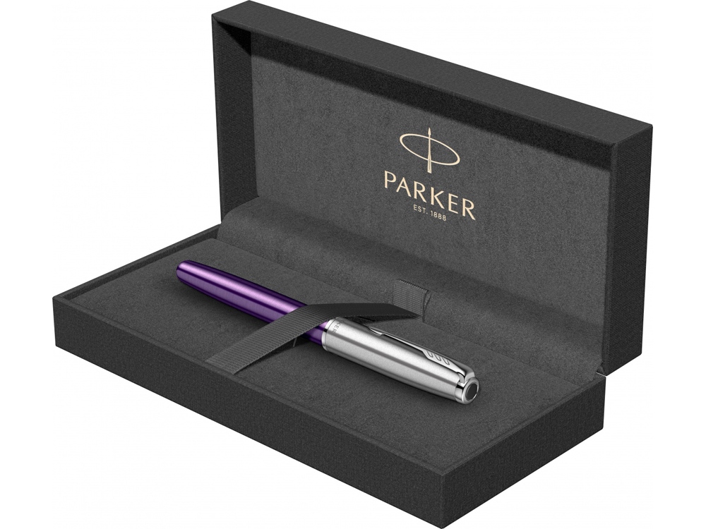 Ручка-роллер Parker Sonnet Essentials Violet SB Steel CT, цвет чернил black, перо: F, в подарочной упаковке.