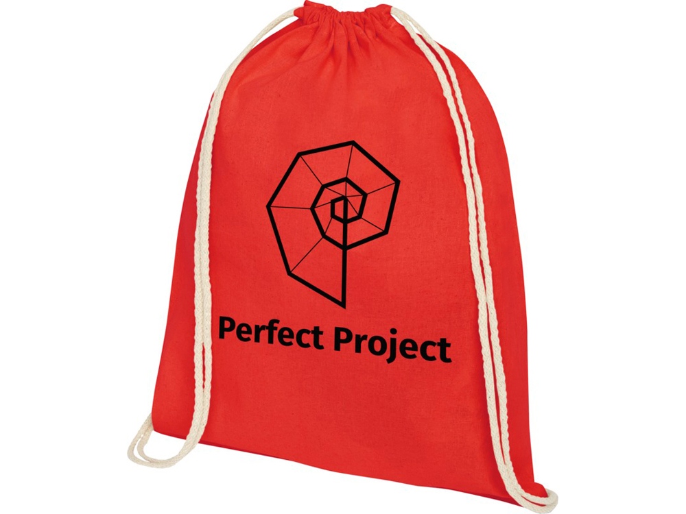 Рюкзак со шнурком Oregon хлопка плотностью 140 г/м², красный