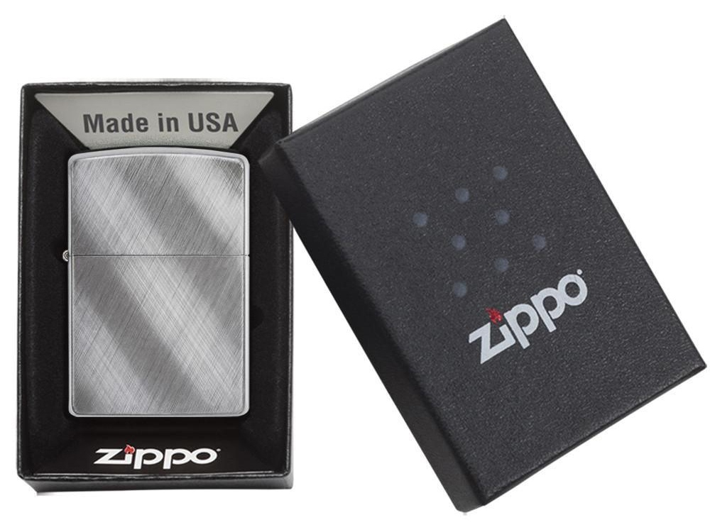 Зажигалка ZIPPO Classic с покрытием Brushed Chrome, латунь/сталь, серебристая, матовая, 38x13x57 мм
