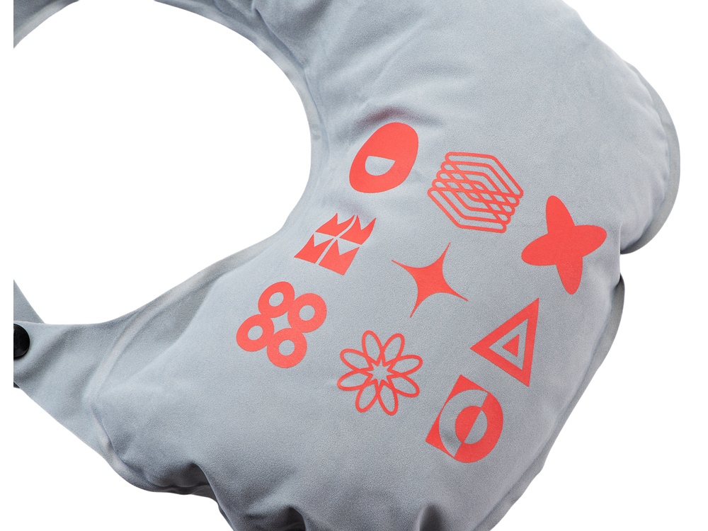 Подушка под шею с помпой Push, серый (термотрансфер)