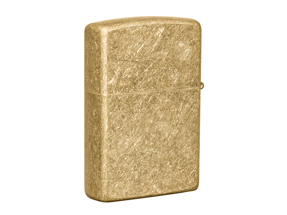 Зажигалка ZIPPO Classic с покрытием Tumbled Brass, латунь/сталь, золотистая, матовая, 38x13x57 мм