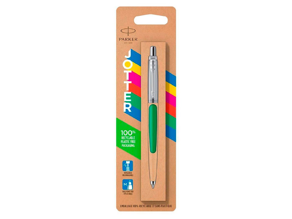 Шариковая ручка Parker Jotter ORIGINALS GREEN CT, стержень: M blue ЭКО-УПАКОВКА