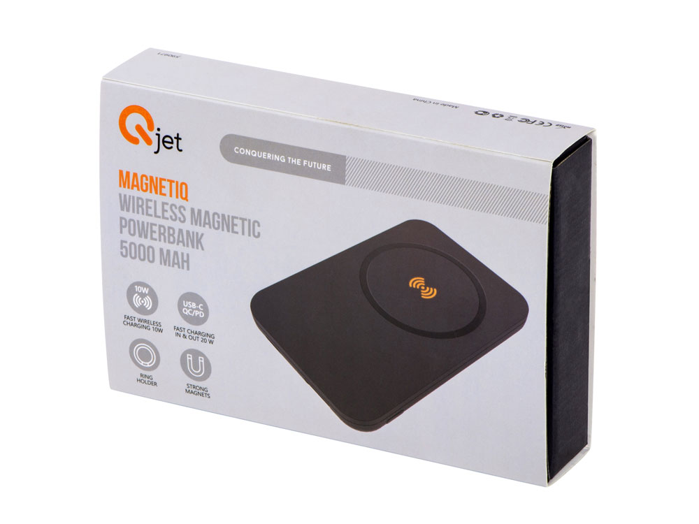 Магнитный беспроводной внешний аккумулятор MagnetIQ, 5000 mah, 10 W, черный