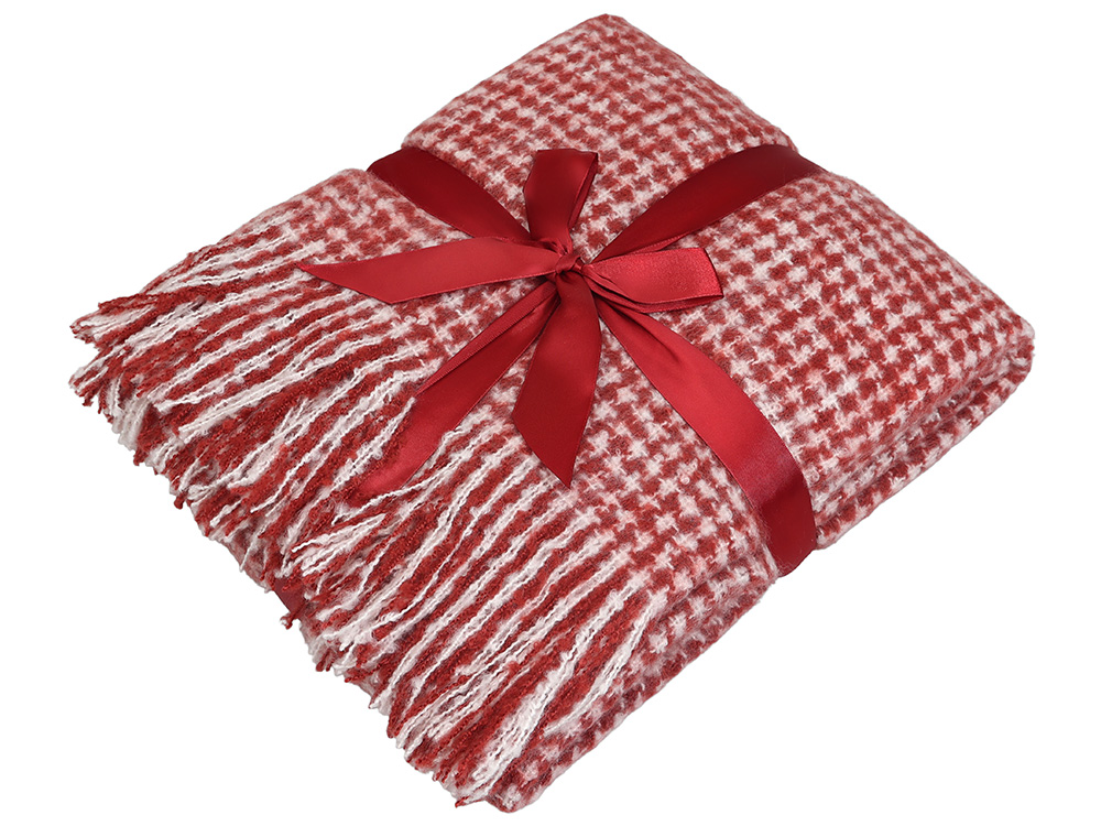 Акриловый плед Harp 130x180 см, белый/бордо