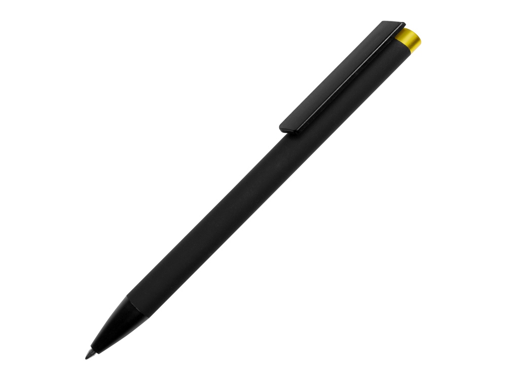 Ручка металлическая шариковая Taper Metal софт-тач с цветным зеркальным слоем, черный с желтым