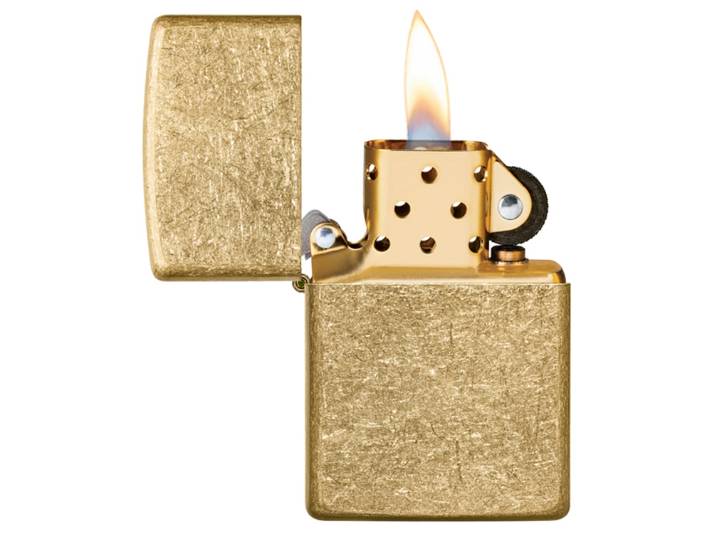 Зажигалка ZIPPO Classic с покрытием Tumbled Brass, латунь/сталь, золотистая, матовая, 38x13x57 мм