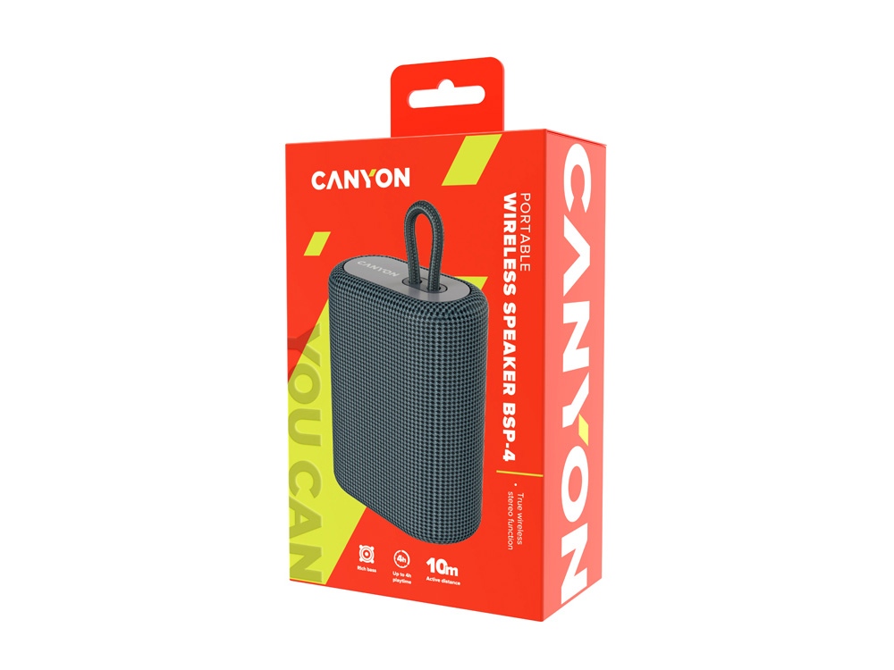 Портативная беспроводная колонка Canyon BSP-4, 5W, 1200mAh, серая