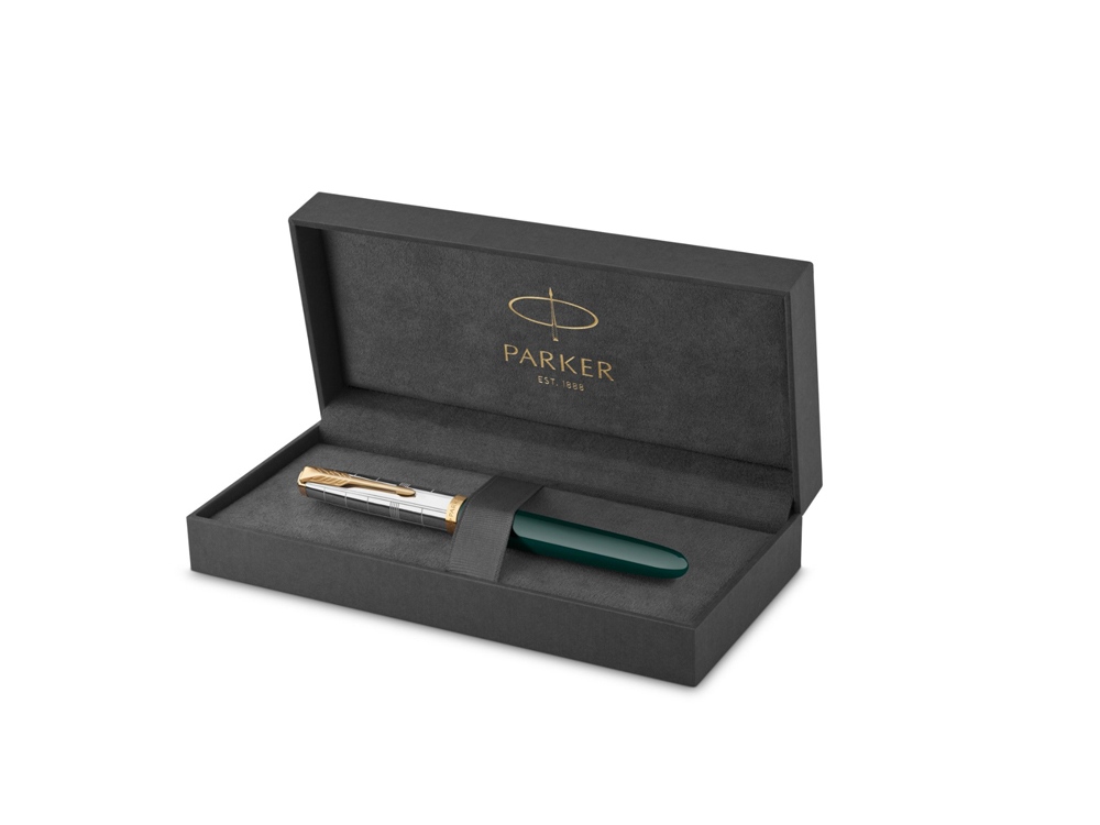 Перьевая ручка Parker 51 Premium Forest Green GT, перо: F чернила: Black, Blue, в подарочной упаковке.