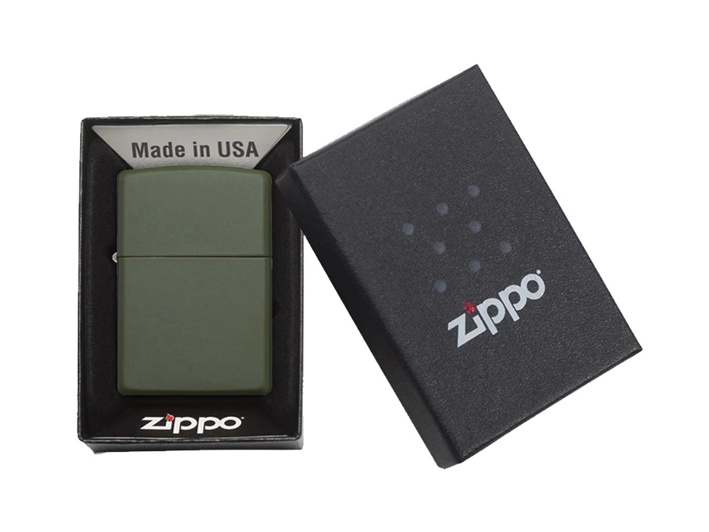 Зажигалка ZIPPO Classic с покрытием Green Matte, латунь/сталь, зелёная, матовая, 38x13x57 мм