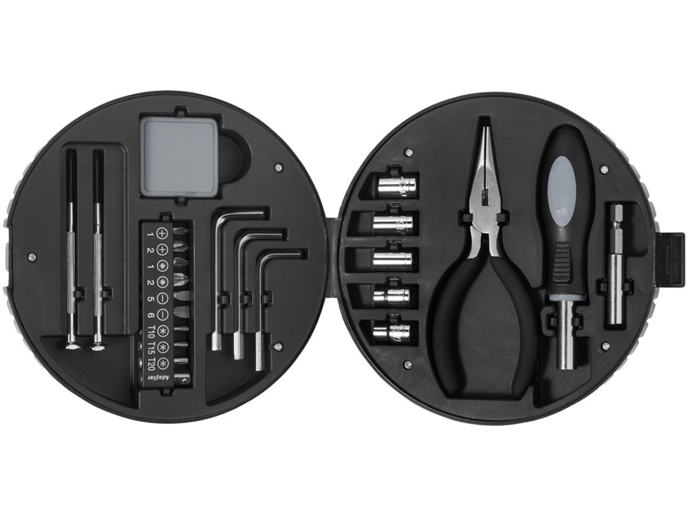 Набор из 25 инструментов в форме колеса, черный/серебристый