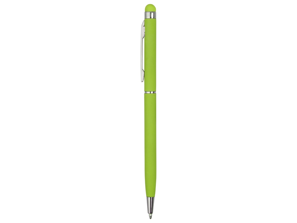 Ручка-стилус шариковая Jucy Soft с покрытием soft touch, зеленое яблоко
