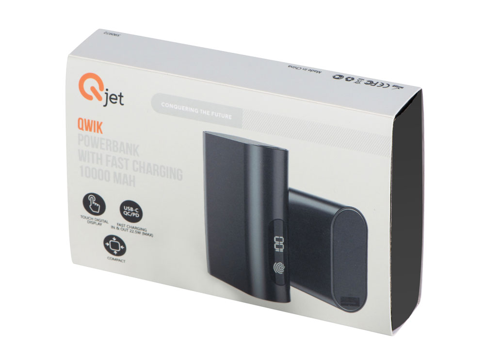 Внешний аккумулятор с QC/PD Qwik, 10000 mah, черный