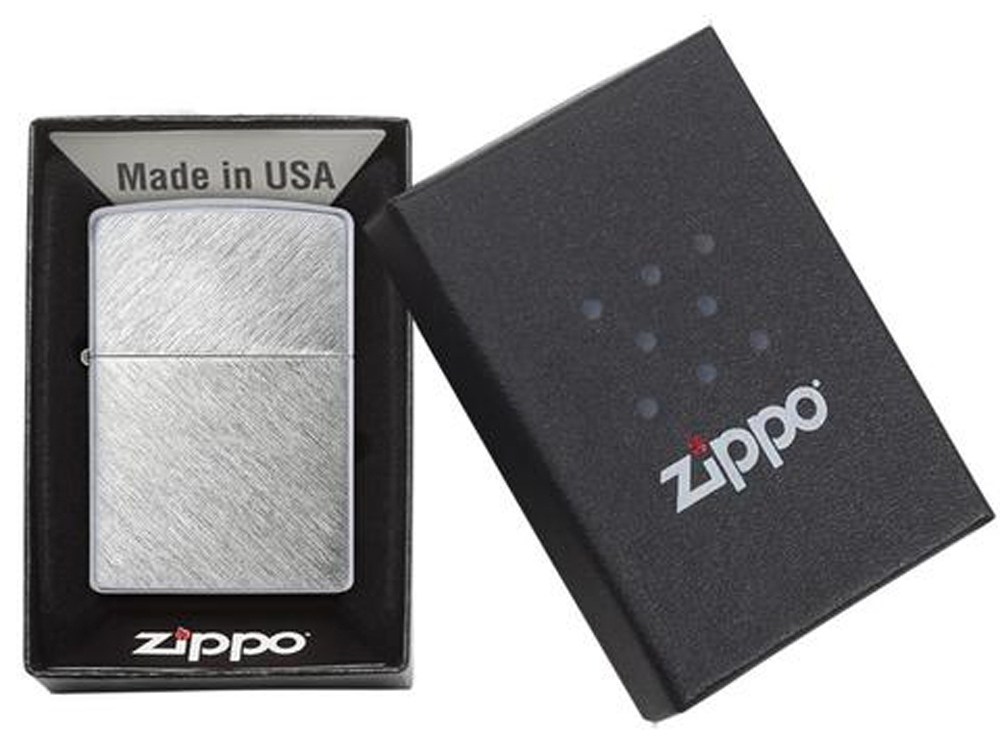 Зажигалка ZIPPO с покрытием Herringbone Sweep, латунь/сталь, серебристая, матовая, 38x13x57 мм