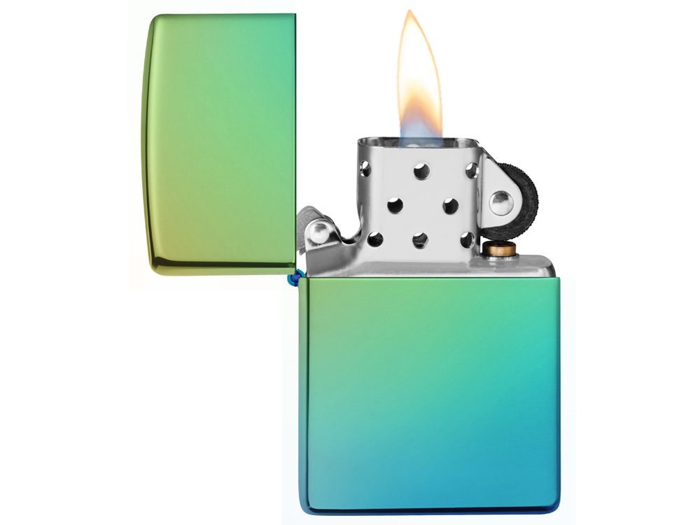 Зажигалка ZIPPO Classic с покрытием High Polish Teal, латунь/сталь, зелёная, глянцевая, 38x13x57 мм