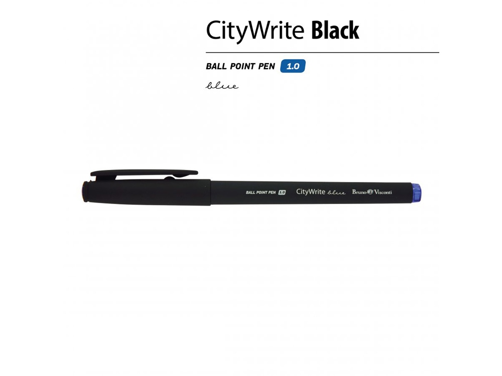 Ручка CityWrite.BLACK шариковая, черный пластиковый корпус, 1.0 мм, синяя
