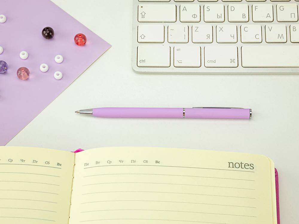 Ручка шариковая автоматическая BrunoVisconti® PALERMO цвет корпуса сиреневый, soft-touch, 0.7 мм