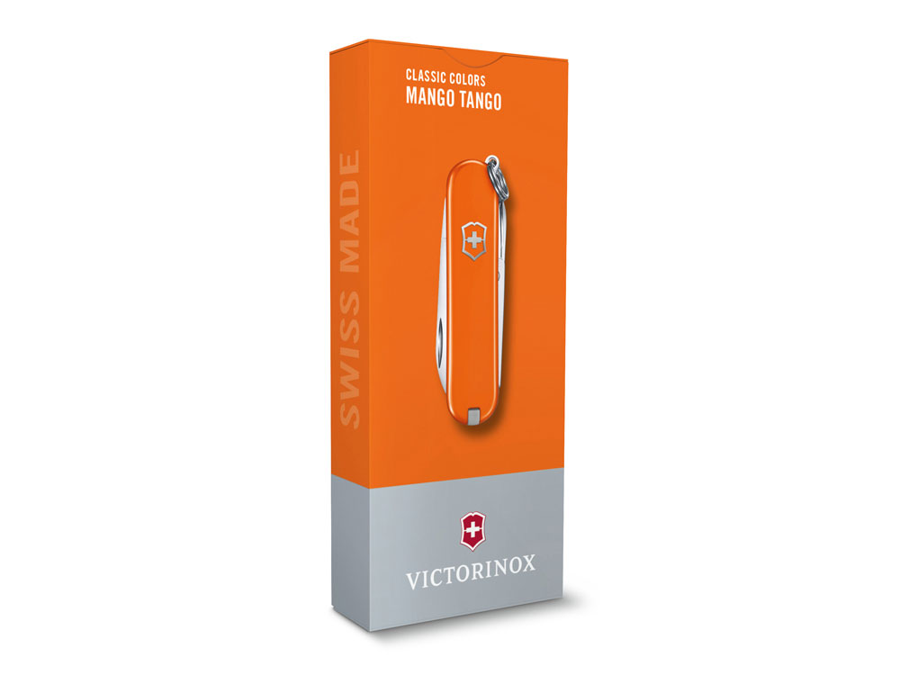 Нож-брелок VICTORINOX Classic SD Colors Mango Tango, 58 мм, 7 функций, оранжевый