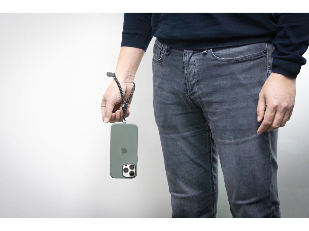 Ремешок-держатель для телефона с зарядным кабелем USB-C - USB-C Lany Wristband Charge Eco, серый