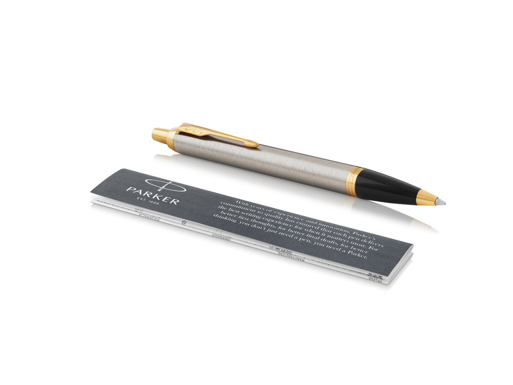 Ручка шариковая Parker IM Core Brushed Metal GT, серебристый/золотистый