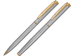 Набор Pierre Cardin PEN&PEN: ручка шариковая + роллер. Цвет - серебристо-бежевый. Упаковка Е.