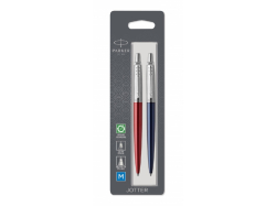 Набор из 2х ручек : Parker Jotter London Parker Jotter Essential, Kensington Red CT и Jotter Essential, Royal Blue CT, стержень: M