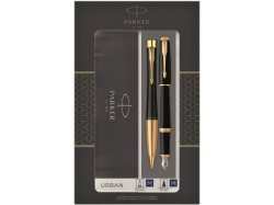 Подарочный набор из 2-х ручек Parker URBAN Muted black GT перьевая и шариковая ручки