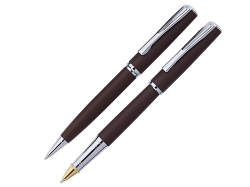 Набор Pierre Cardin PEN&PEN: ручка шариковая + роллер. Цвет - коричневый матовый. Упаковка Е.