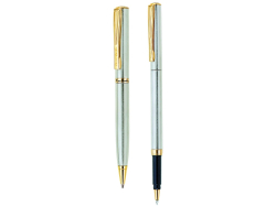 Набор Pierre Cardin PEN&PEN: ручка шариковая + роллер. Цвет - серебристый. Упаковка Е.