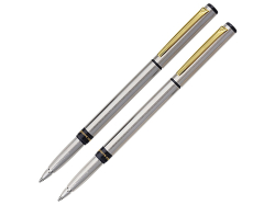 Набор Pierre Cardin PEN&PEN: ручка шариковая + роллер. Цвет - серебристый. Упаковка Е.