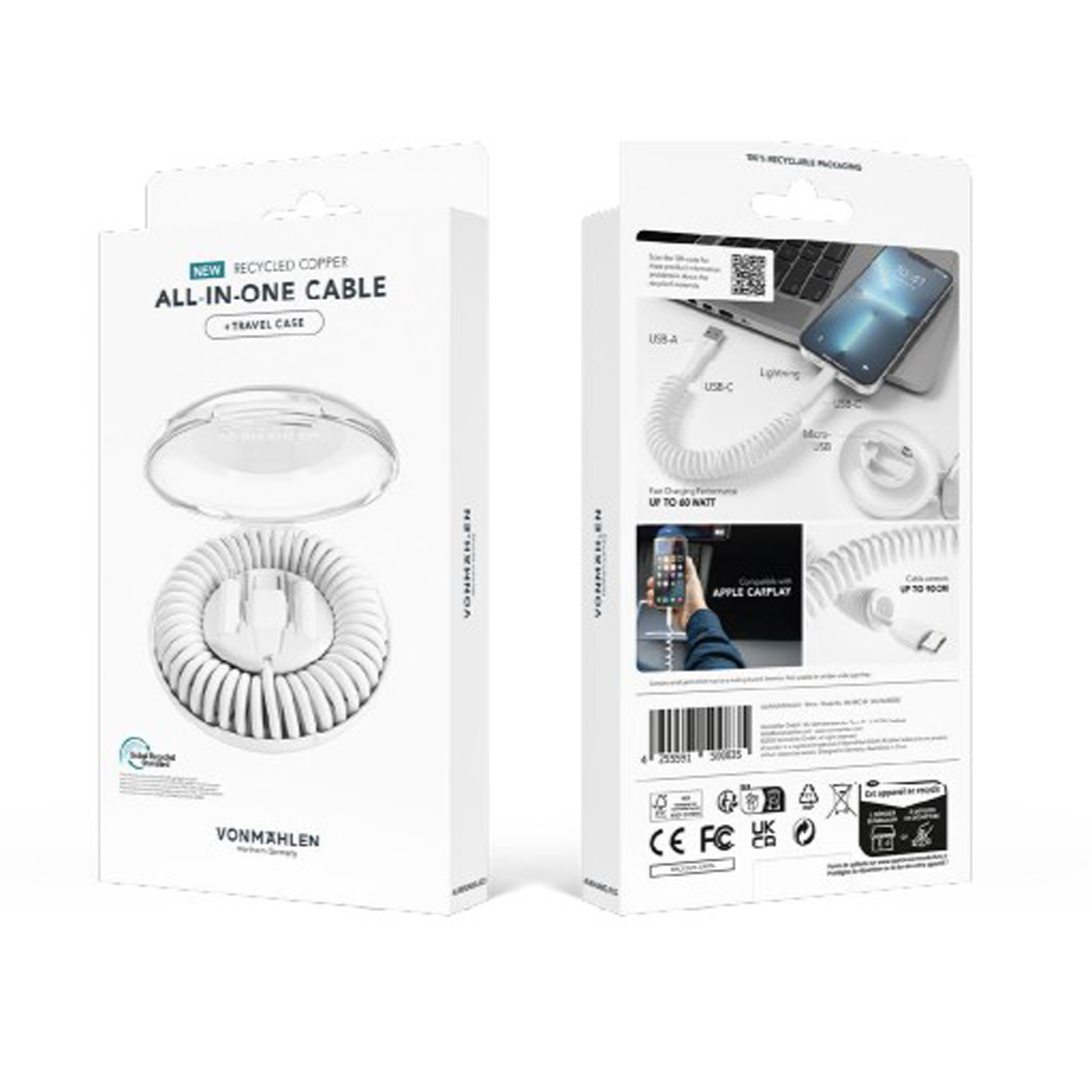 Кабель VONMAHLEN allroundo eco 6 в 1 с быстрой зарядкой, 90 см