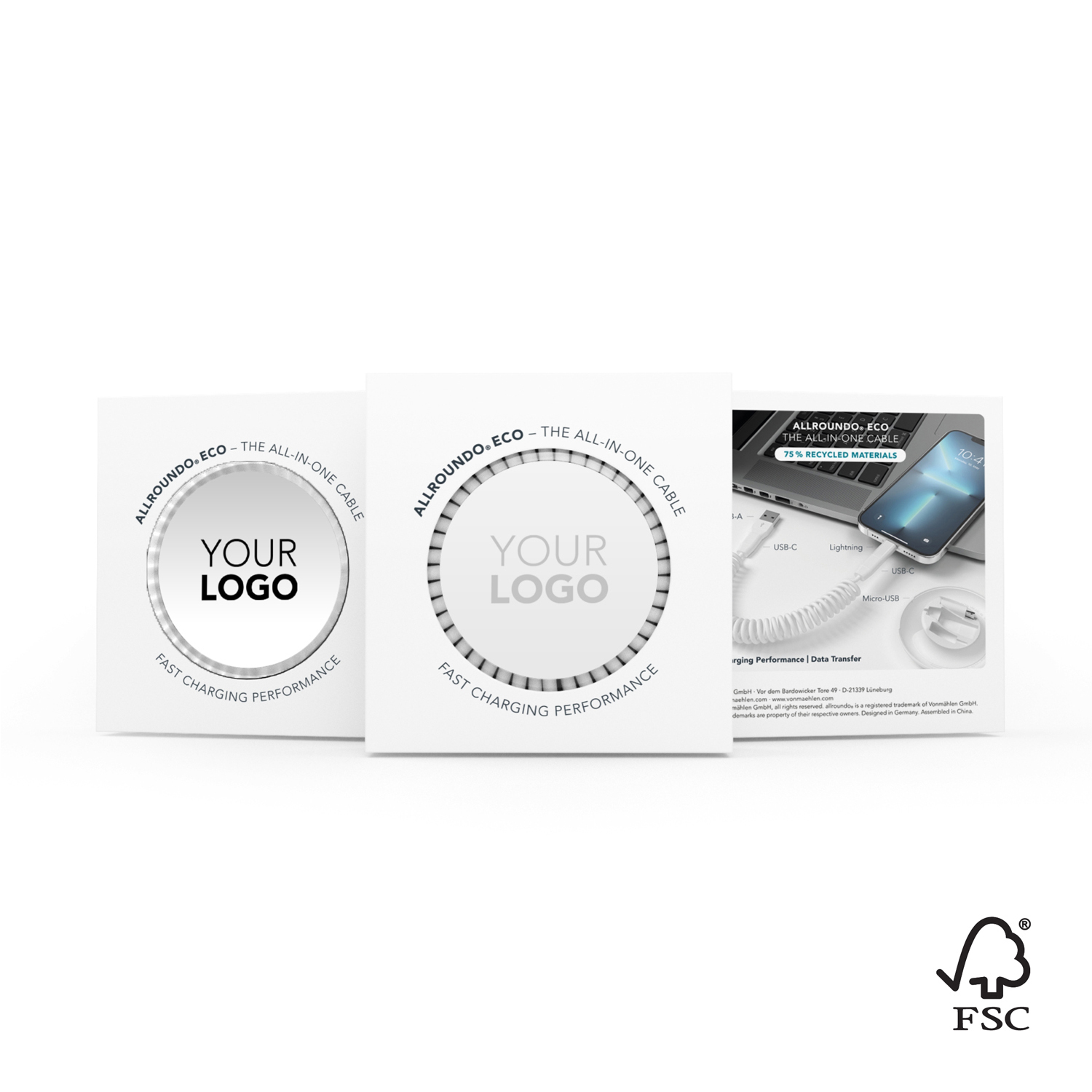 Кабель VONMAHLEN allroundo eco 6 в 1 с быстрой зарядкой, 90 см