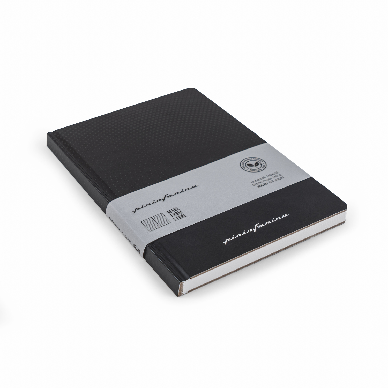 Блокнот линованный Pininfarina из каменной бумаги в твердой обложке, А5, черный