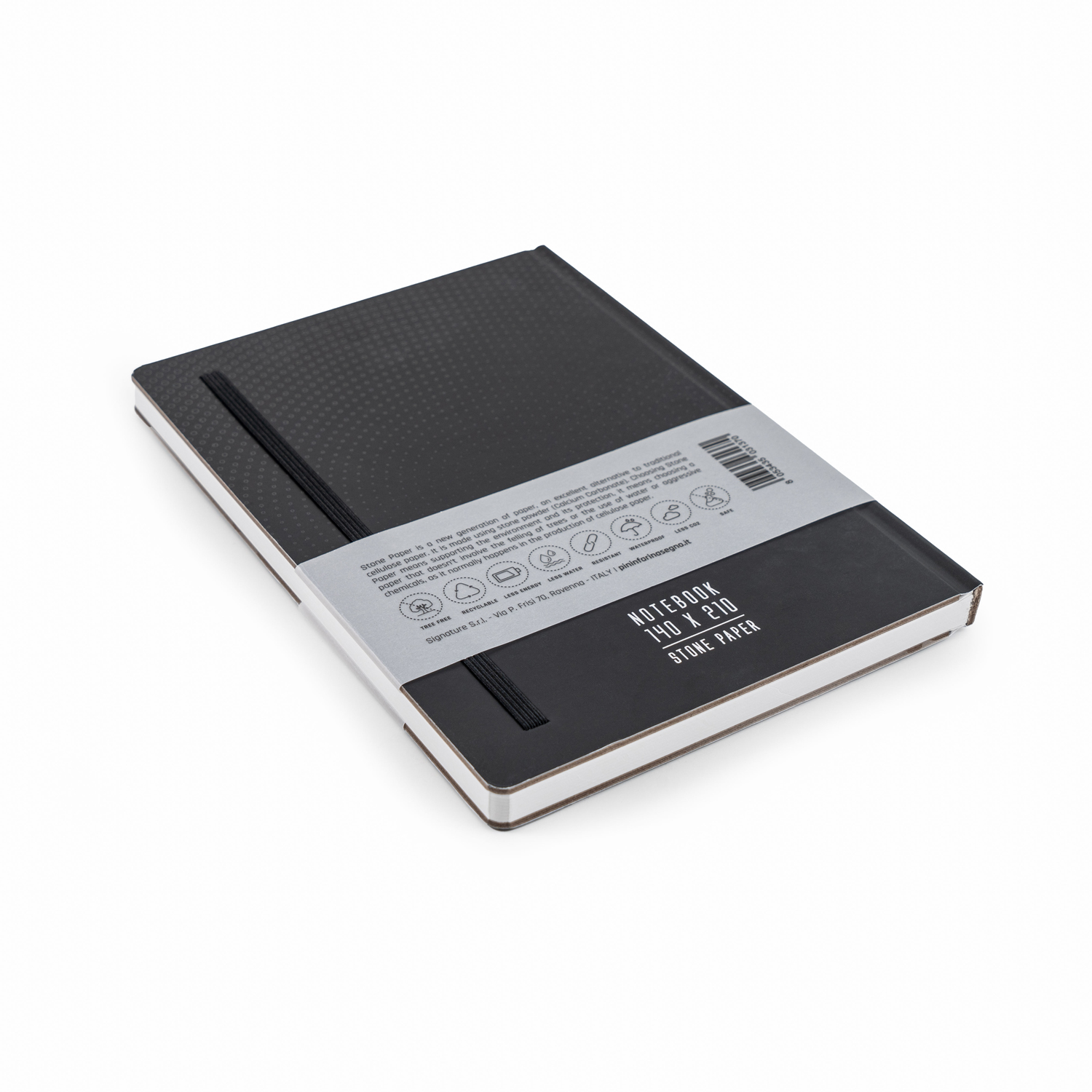 Блокнот линованный Pininfarina из каменной бумаги в твердой обложке, А5, черный