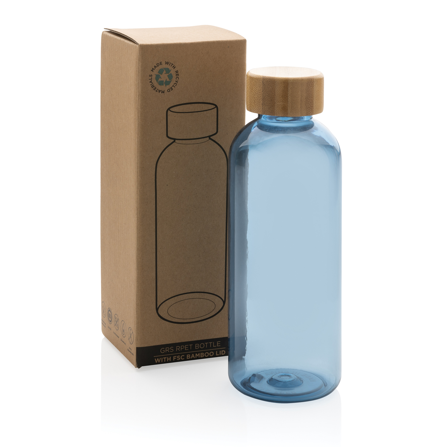 Бутылка для воды из rPET (стандарт GRS) с крышкой из бамбука FSC