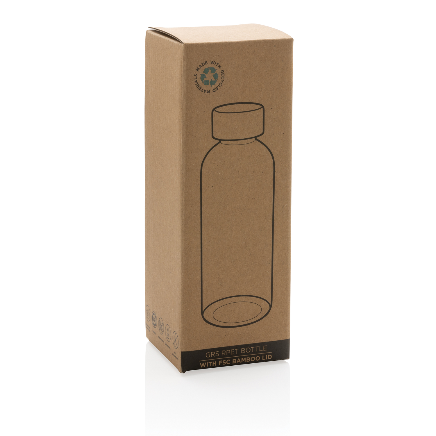 Бутылка для воды из rPET (стандарт GRS) с крышкой из бамбука FSC