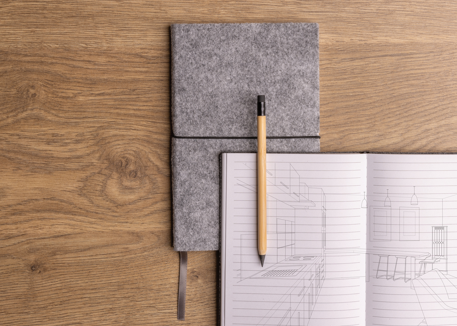 Блокнот в мягкой обложке из переработанного фетра (стандарт GRS), А5